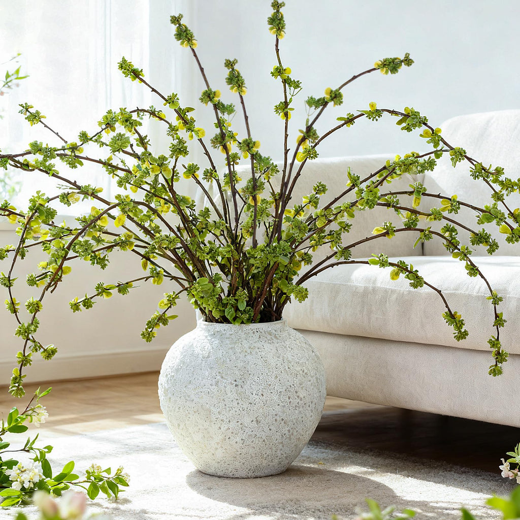 Zeyune 6 Pcs Artificial Branches with Green Buds 40" Evergreen Faux Plastic Plant Stem Picks Sprigs for Vase DIY Home Office Wedding Party Indoor and Outdoor Spring Decor, No Vase (Regular Style)