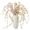 Blossom 6 Pcs Artificial Cherry Blossom Branches with Green Buds 40" Spring Evergreen Faux Stem Plastic Plant Stem Picks Sprigs for Tall Vase DIY, Modern Home Table Wedding Indoor and Outdoor Decor
